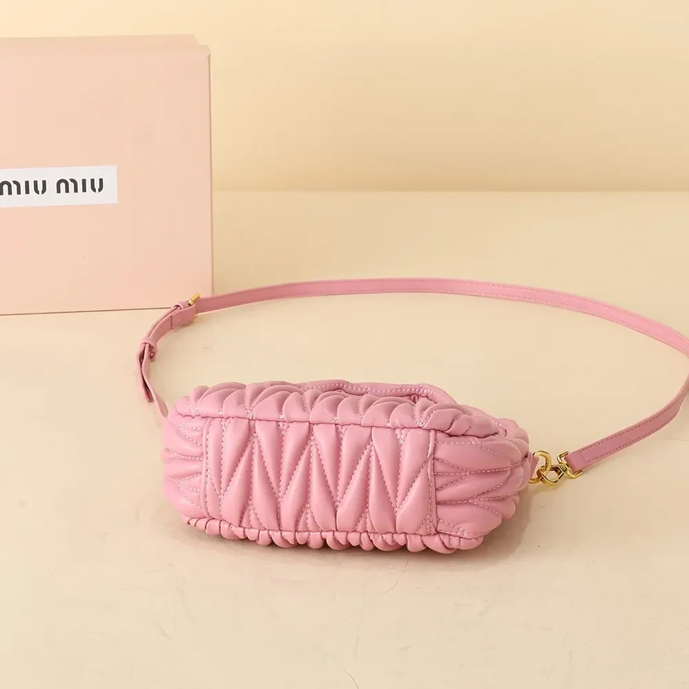 Miu Miu Wander Matelassé Nappa Leather Hobo Bag for Women in Pink