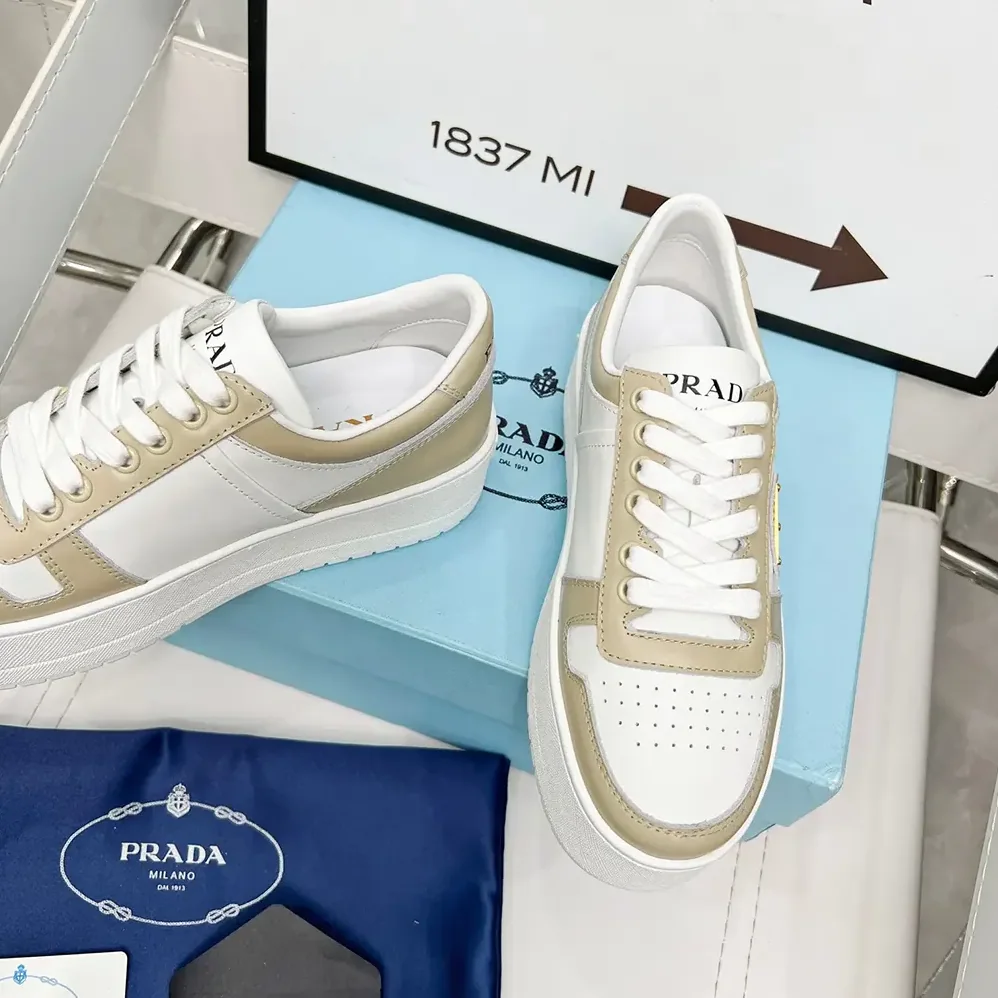 Prada Downtown Bold Leather Sneakers for Women