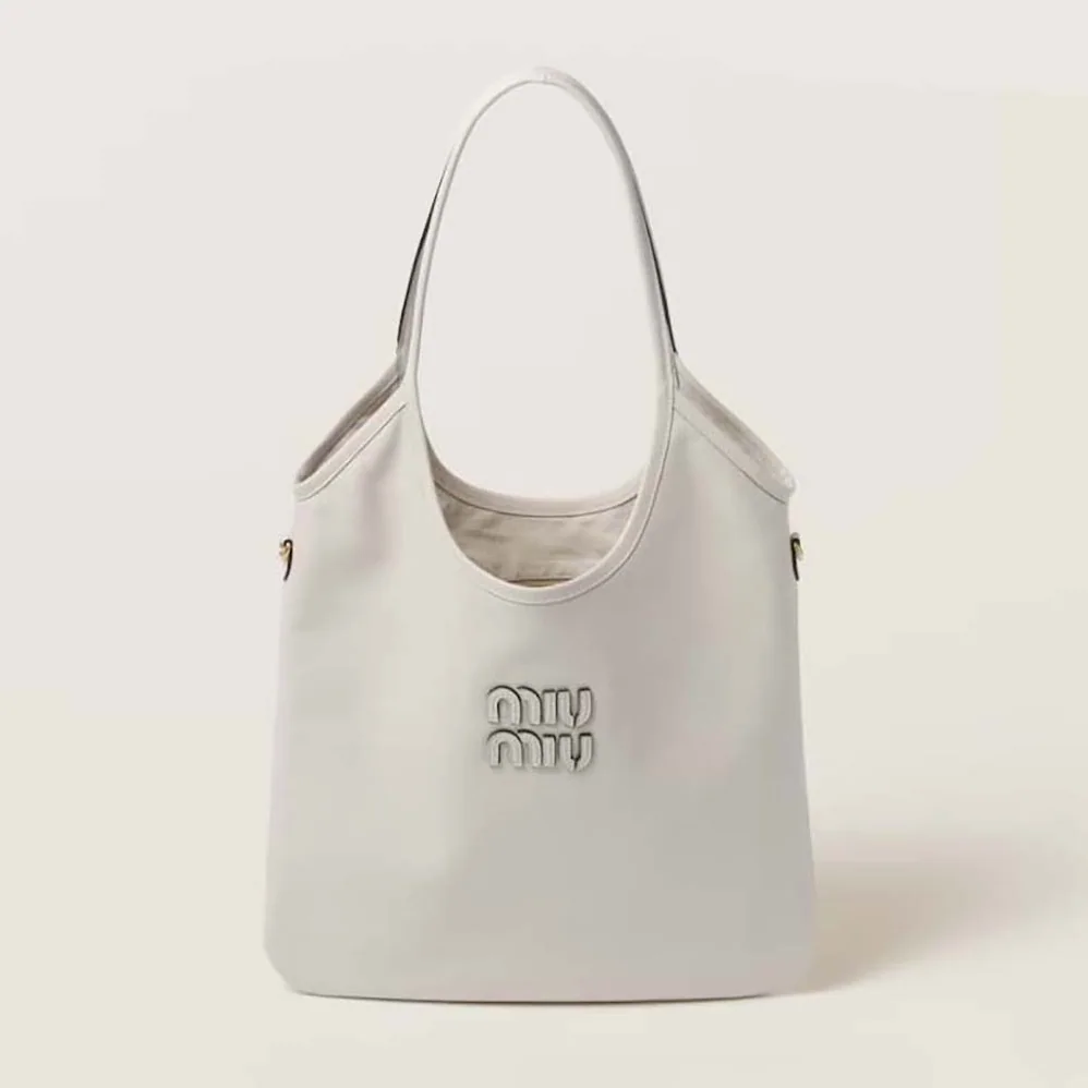 Miu Miu IVY Leather Bag with Leather Lettering Logo for Women in White