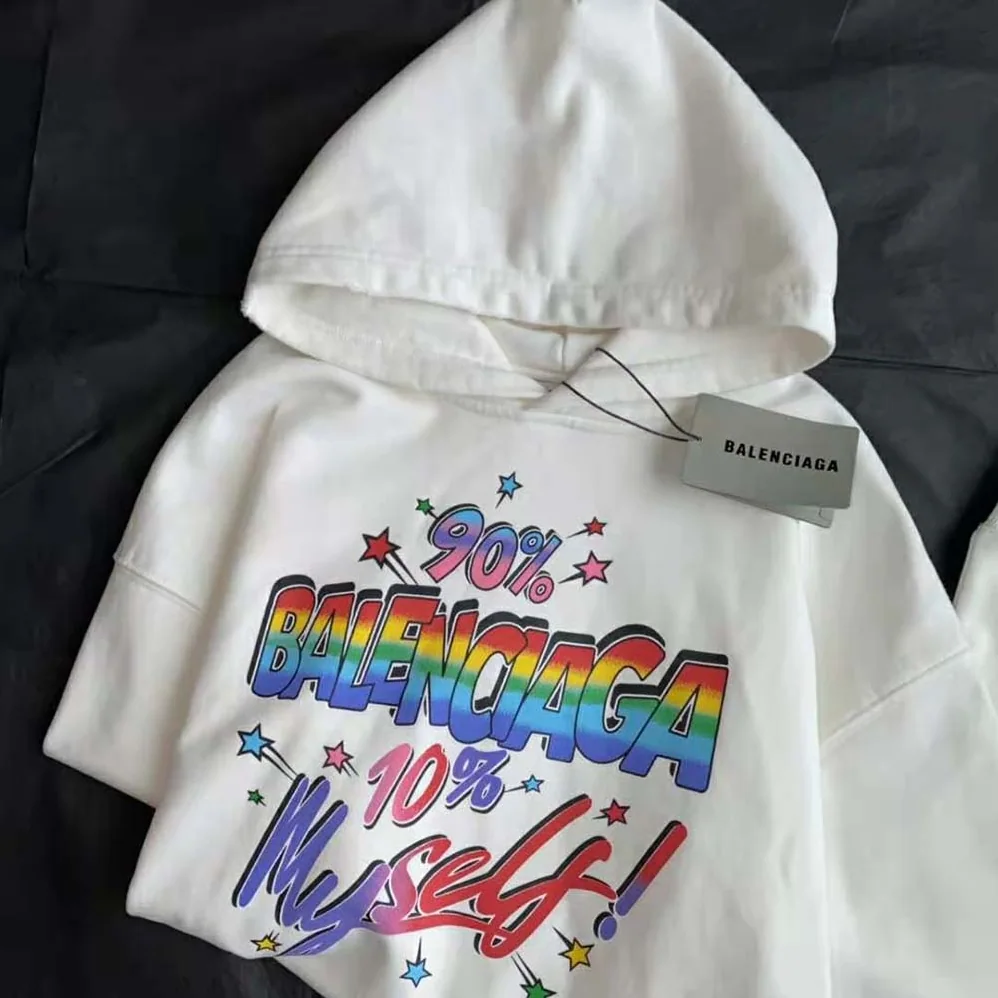 Balenciaga 90/10 Hoodie Wide Fit in White Medium Fleece for Men