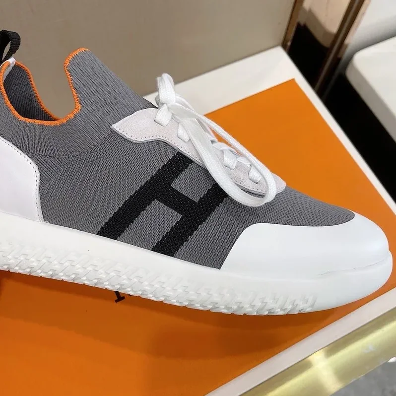 Hermes Depart Sneakers Grey in White Hermes Depart Sneakers Grey in White