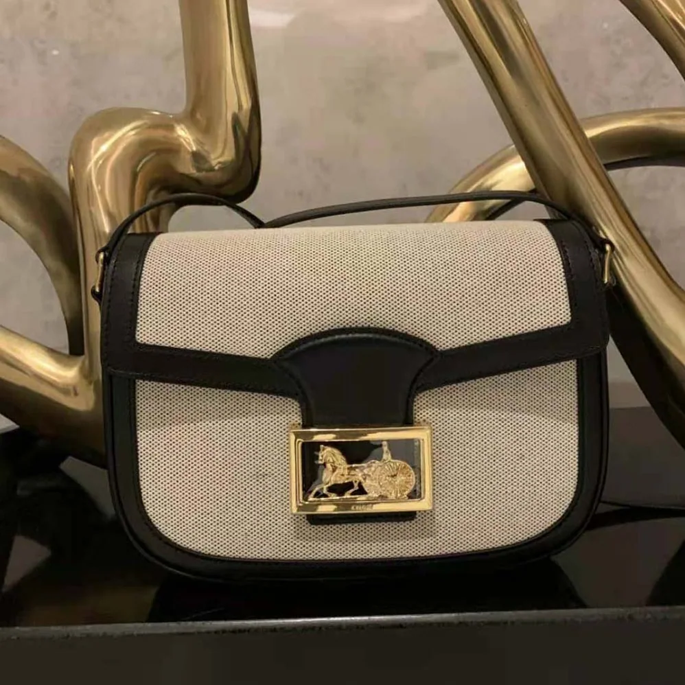 Celine Medium Sulky Bag in Textile and Calfskin for Women Celine Medium Sulky Bag in Textile and Calfskin for Women