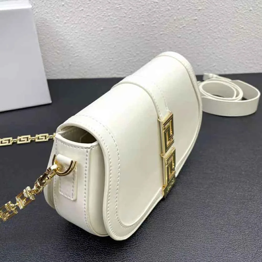Versace Greca Goddess Shoulder Bag for Women in White Versace Greca Goddess Shoulder Bag for Women in White