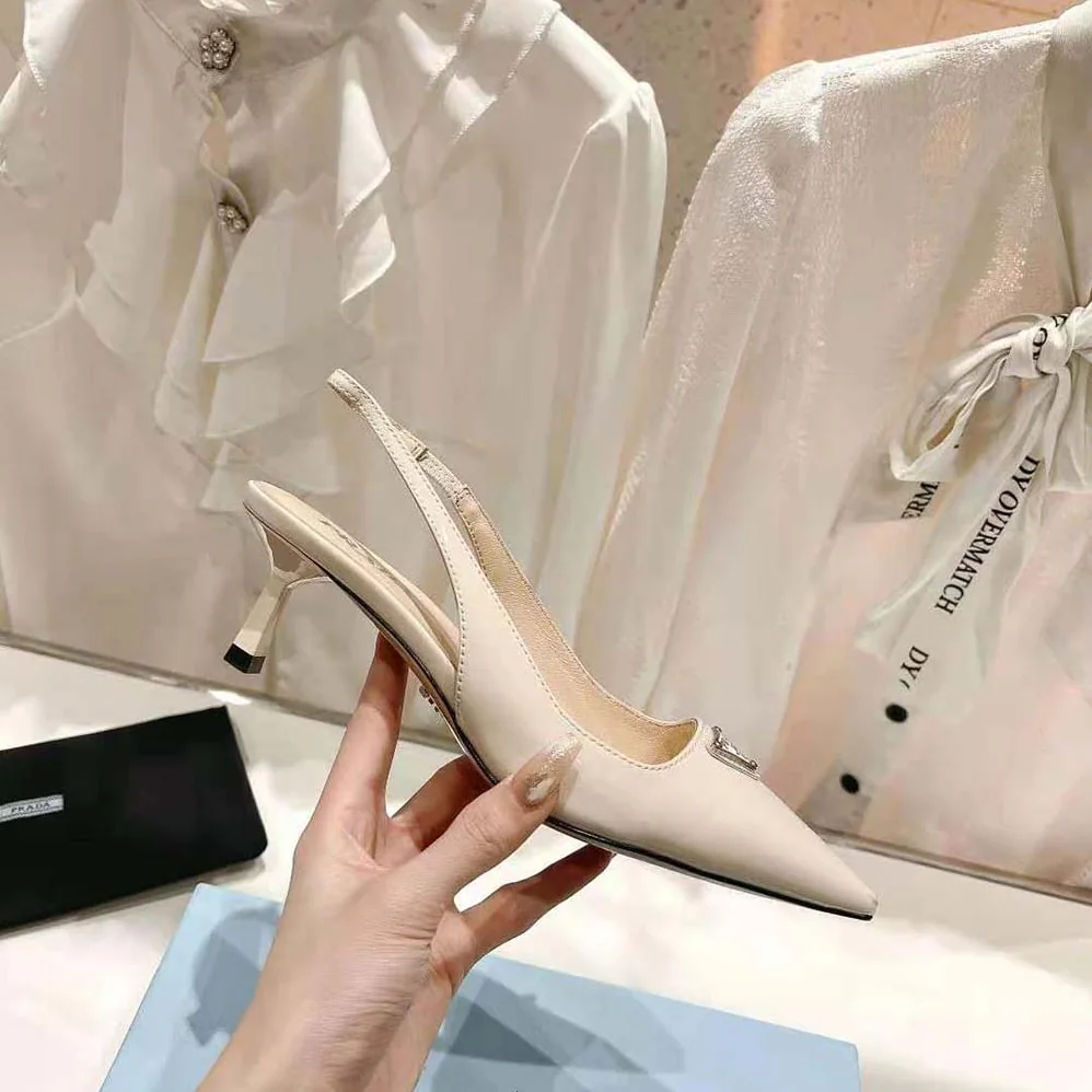 Prada Patent-Leather Slingback Pumps for Women in White