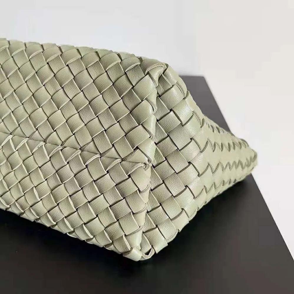 Bottega Veneta Mini Cabat Intreccio Leather Tote Bag with Detachable Strap for Women in Dark Green
