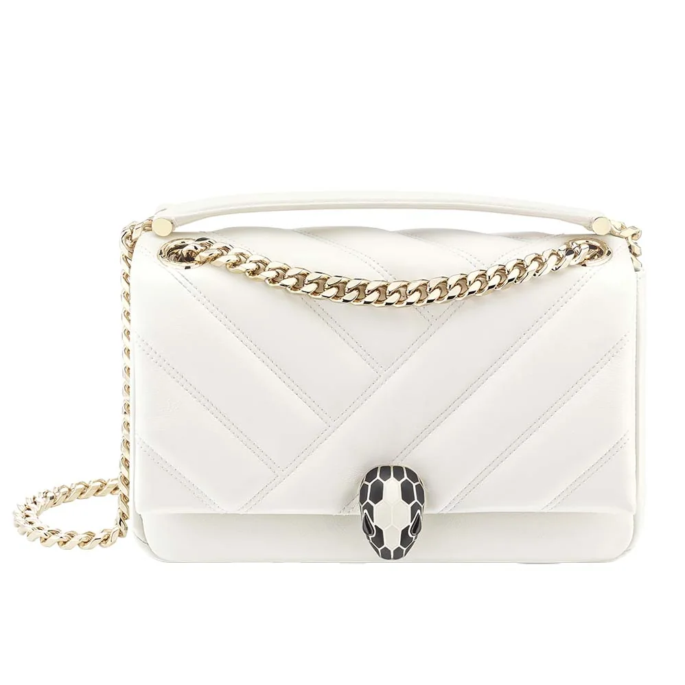 Bvlgari Serpenti Cabochon Shoulder Bag for Women in White