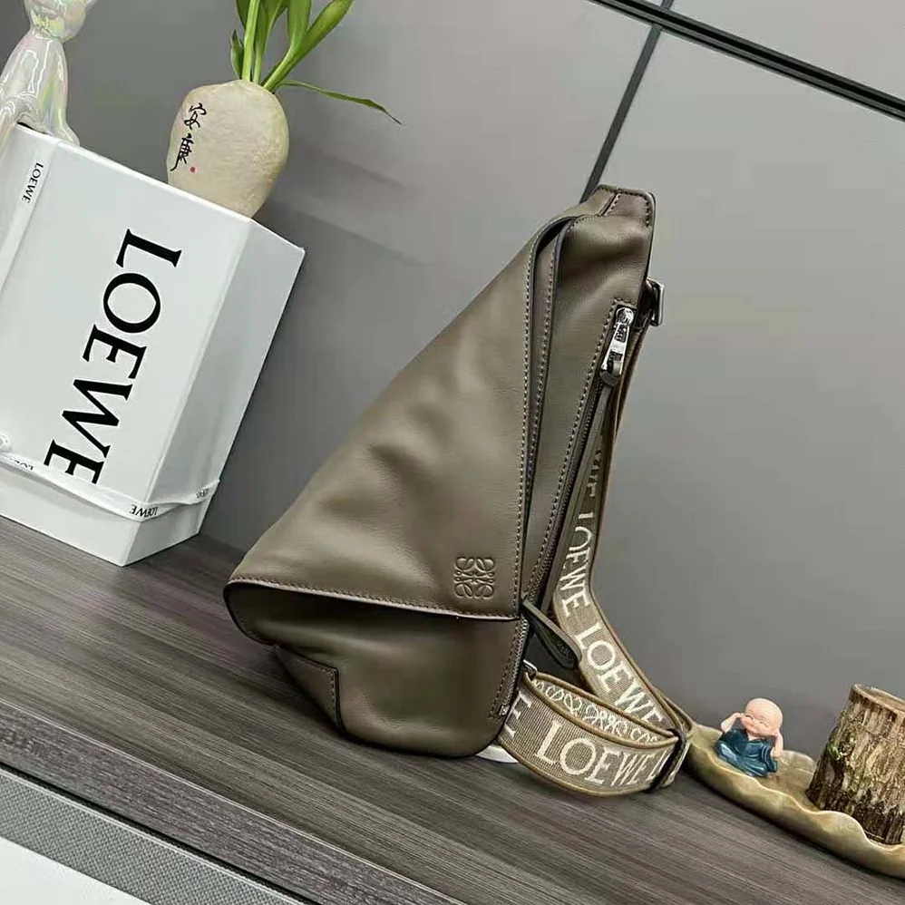 Loewe Anton Sling in Supple Smooth Calf and Jacquard for Men in Brown
