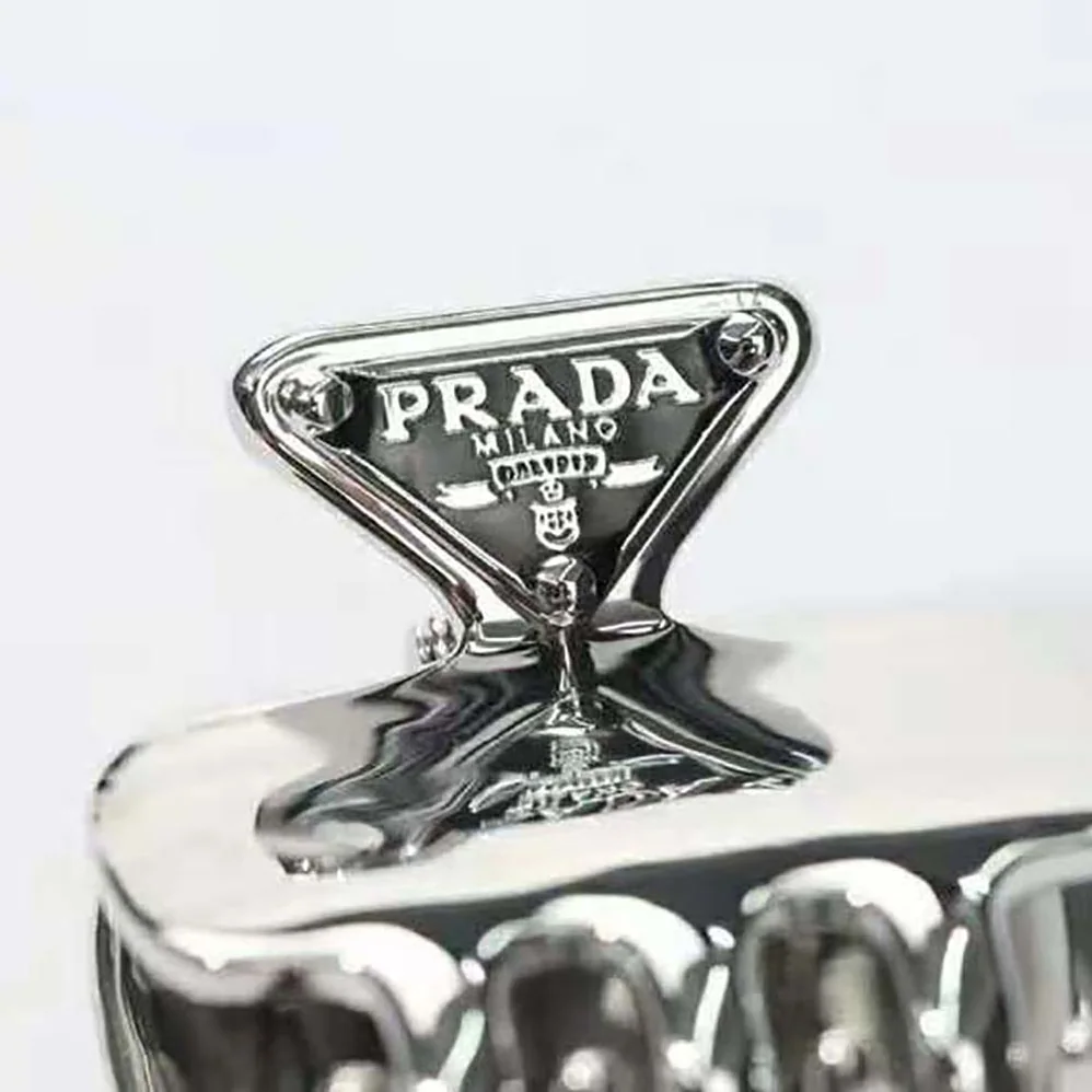 Prada Metal Hair Clip with Enameled for Women in Metal Triangle Logo Prada Metal Hair Clip with Enameled for Women in Metal Triangle Logo