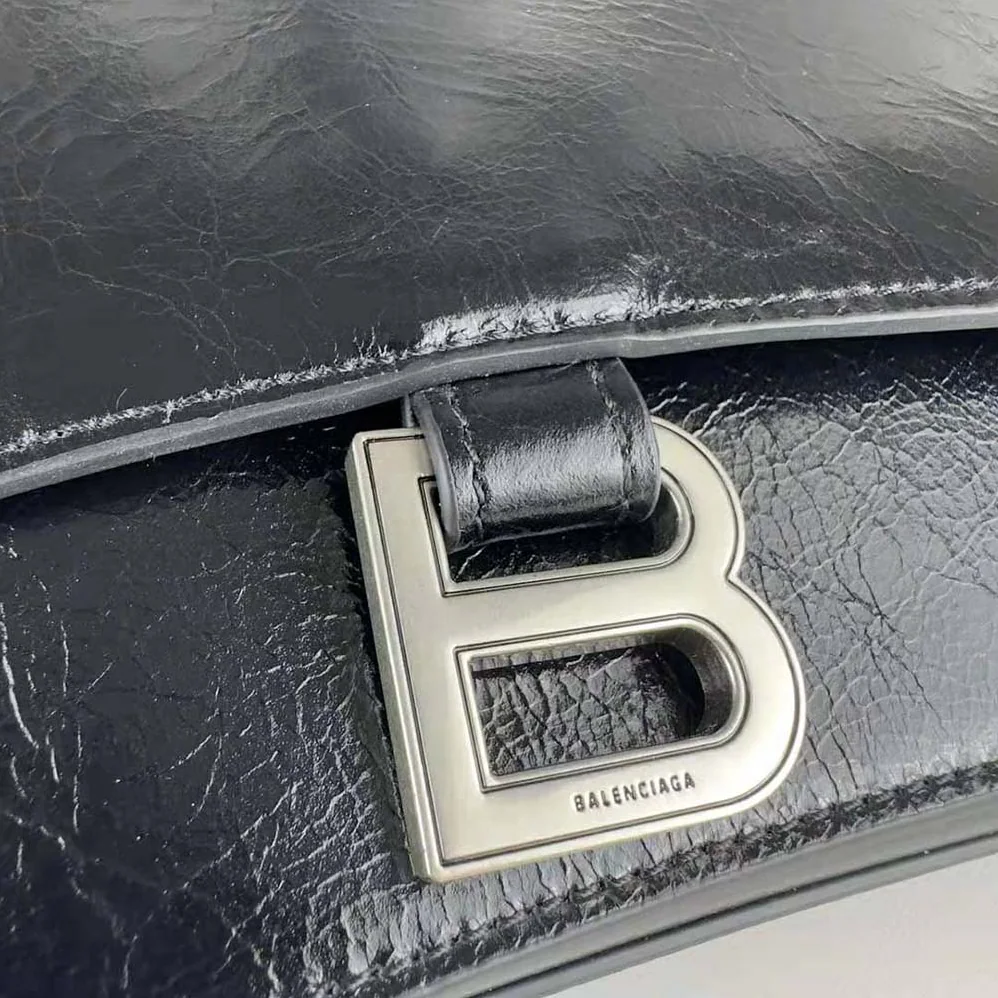 Balenciaga Crush Medium Sling Bag in Black Paper Calfskin for Women