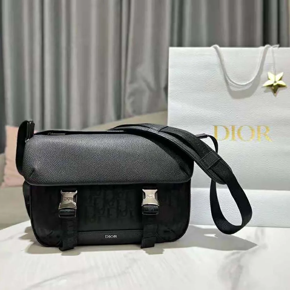 Dior Explorer Messenger Bag Black Dior Oblique Mirage Technical Fabric and Grained Calfskin for Men