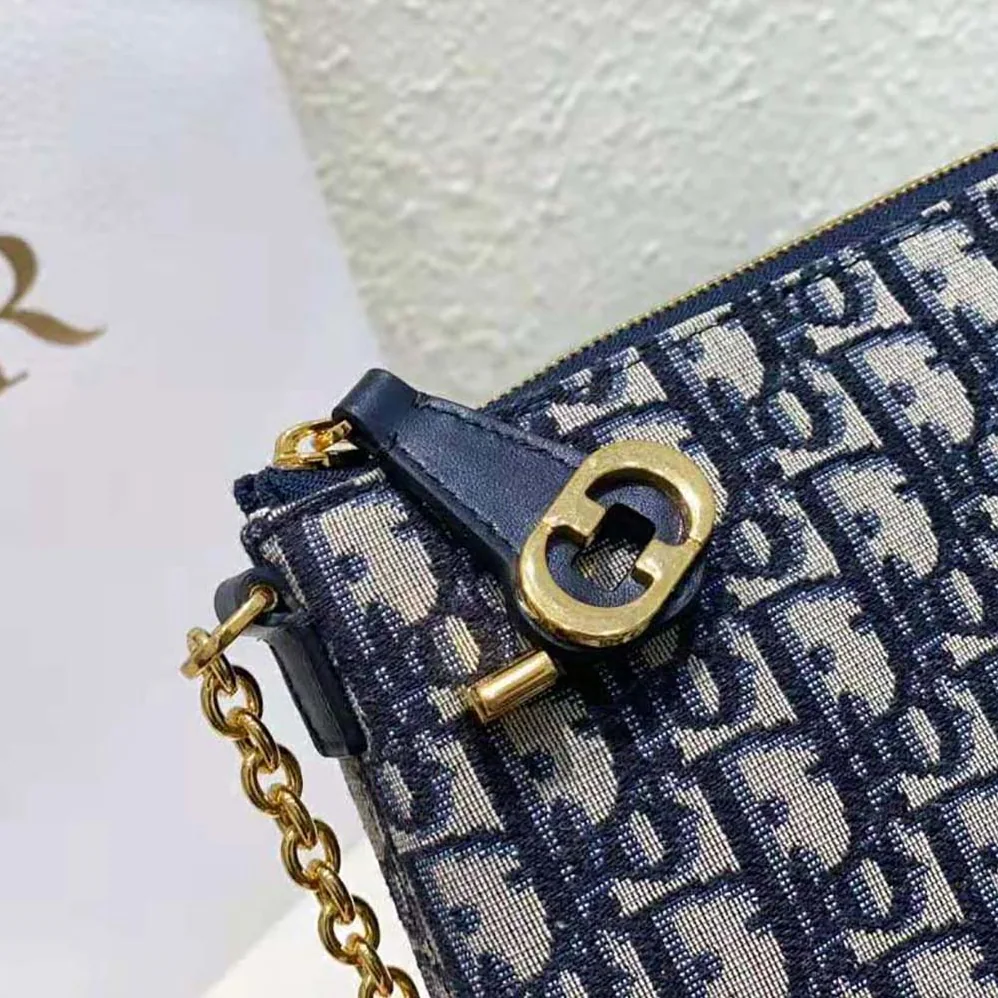 Dior 30 Montaigne Dior Midi Mini Bag Blue Dior Oblique Jacquard for Women