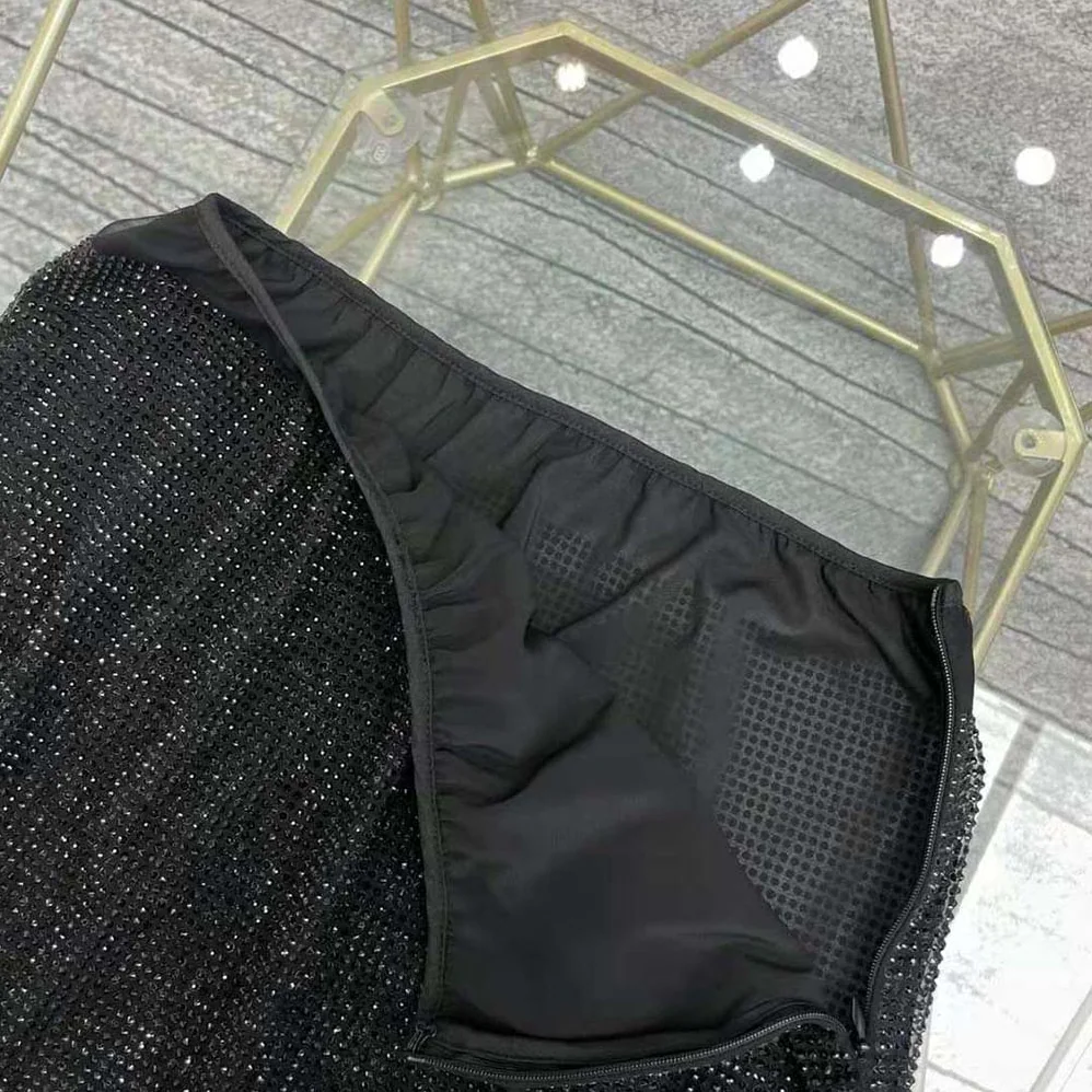 Prada Chiffon Mini Skirt with Micro Studs for Women in Black