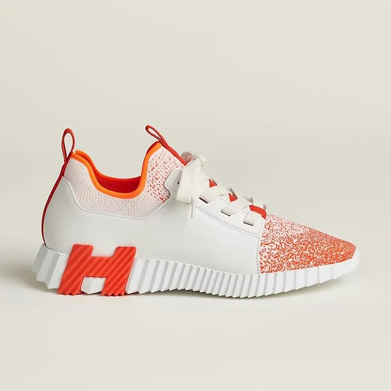 Hermes Depart Slip in On Sneakers Orange/ Blanc Hermes Depart Slip in On Sneakers Orange/ Blanc