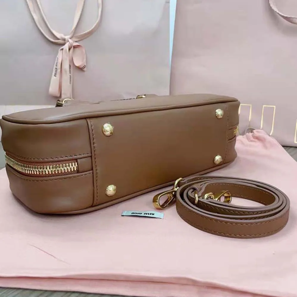Miu Miu Arcadie Leather Bag for Women in Brown Miu Miu Arcadie Leather Bag for Women in Brown