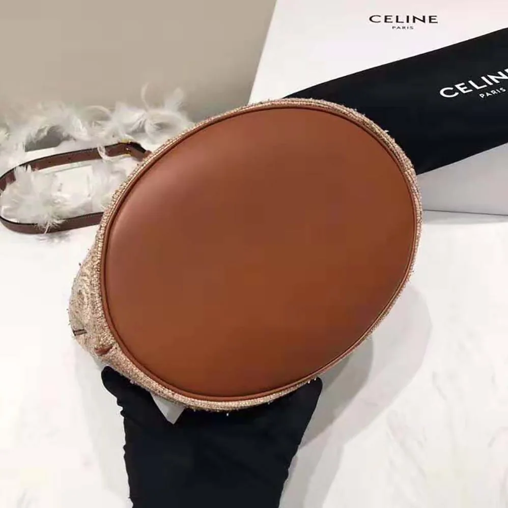 Celine Small Soft Bucket Bag in Triomphe Jacquard and Calfskin for Women Celine Small Soft Bucket Bag in Triomphe Jacquard and Calfskin for Women