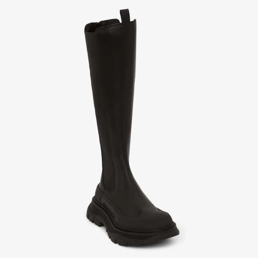 Alexander Mcqueen Tread Slick Knee High Boot in Black for Women