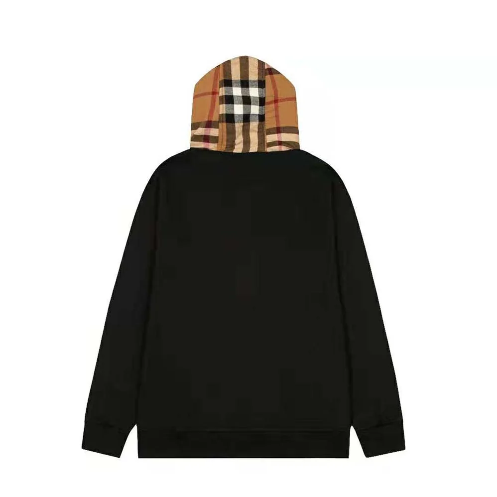 Burberry Check Hood Cotton Hooded Top for Women in Black