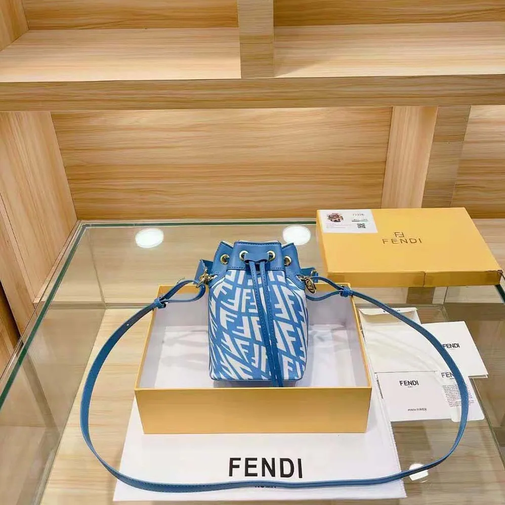 Fendi Mon Tresor Glazed Canvas Mini-Bag for Women in Blue Fendi Mon Tresor Glazed Canvas Mini-Bag for Women in Blue