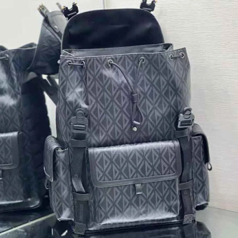 Dior Hit the Road Backpack Black CD Diamond Canvas for Men Dior Hit the Road Backpack Black CD Diamond Canvas for Men