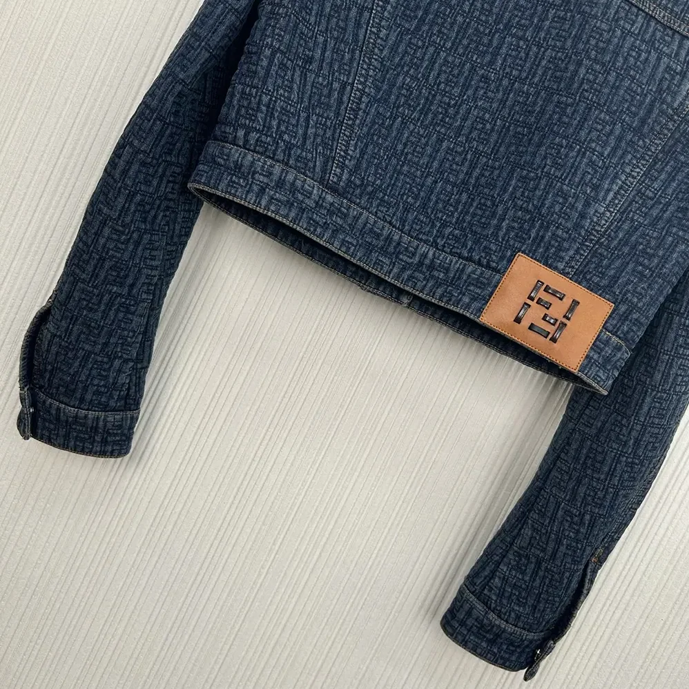 Fendi Dark Blue FF Denim Jacket for Women Fendi Dark Blue FF Denim Jacket for Women