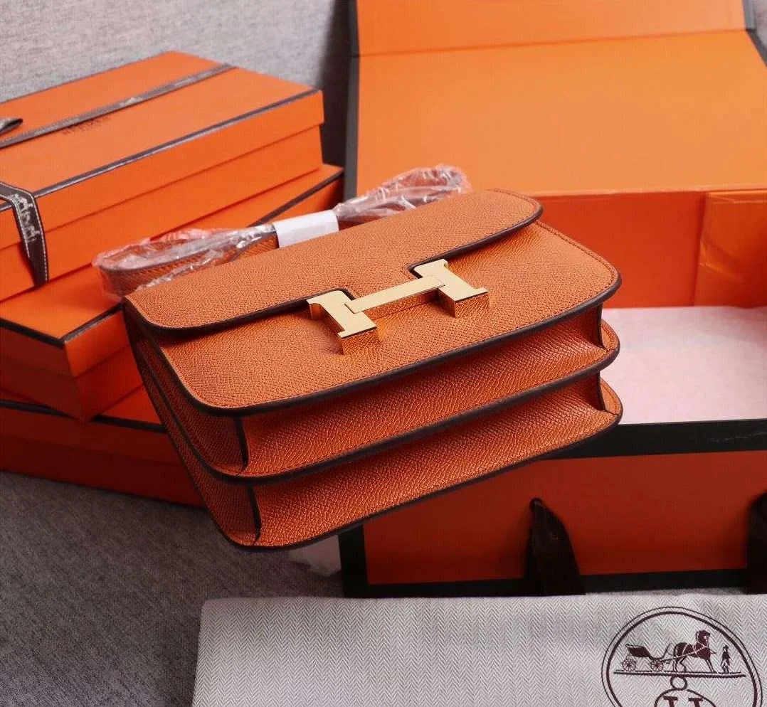 Hermes Constance 18 Crossbody Bag in Orange Gold Hardware