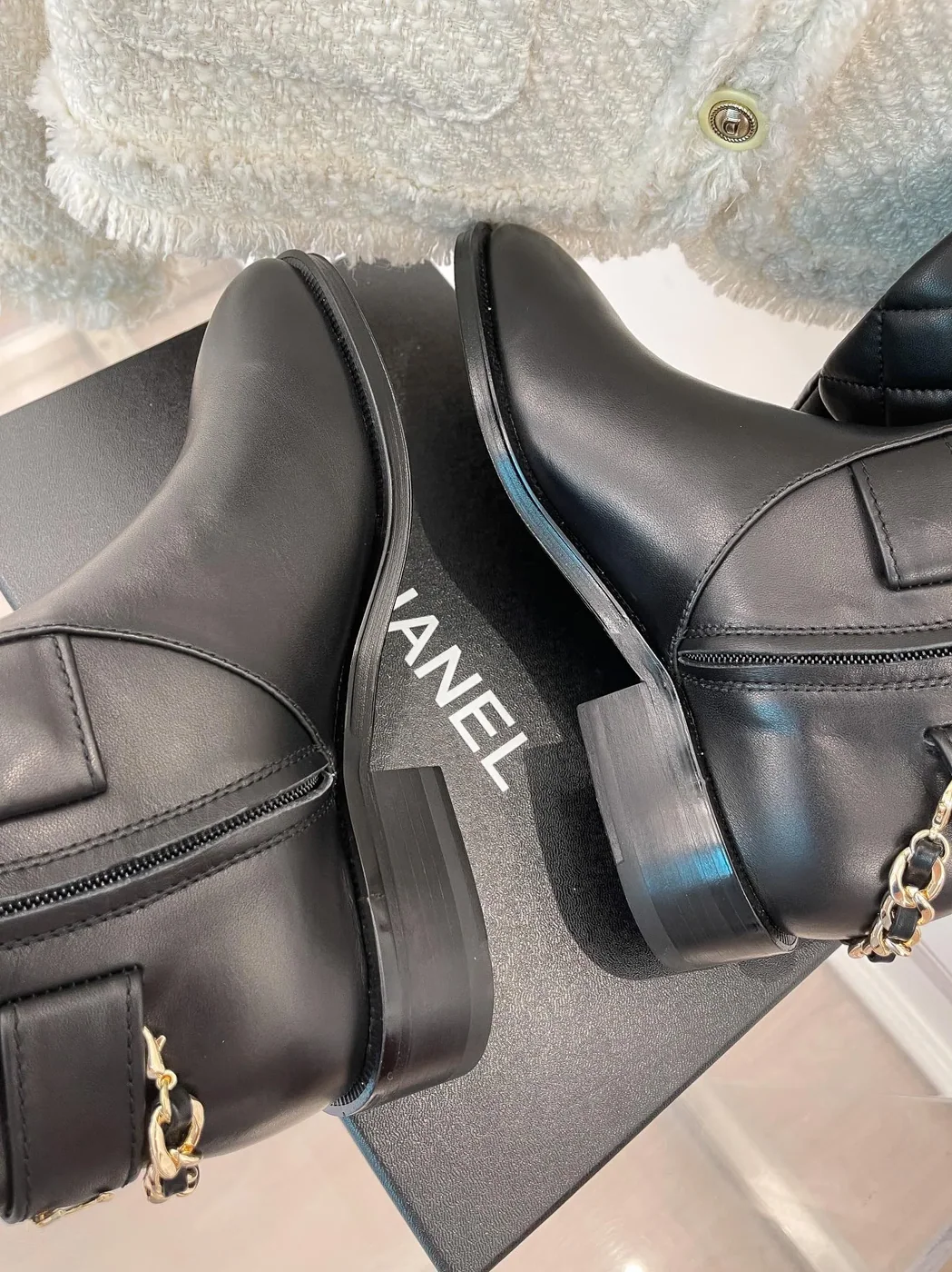 Chanel Ankle Boots With Chain Black / Chanel Ankle Boots With Chain Black /