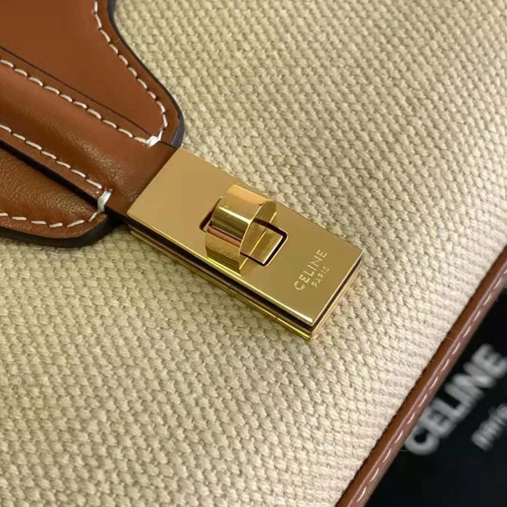 Celine Mini Soft 16 in Textile and Calfskin for Women in Beige