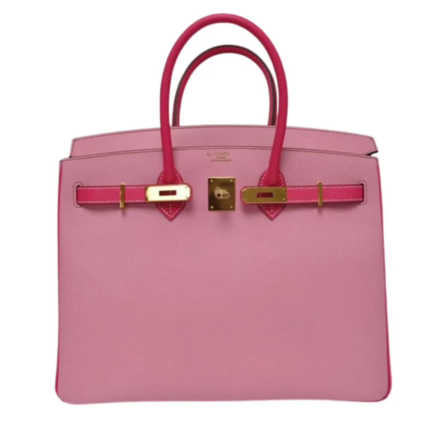 Hermes Horseshoe Stamp Birkin Top Handle Bag in Pink Gold Hardware Hermes Horseshoe Stamp Birkin Top Handle Bag in Pink Gold Hardware