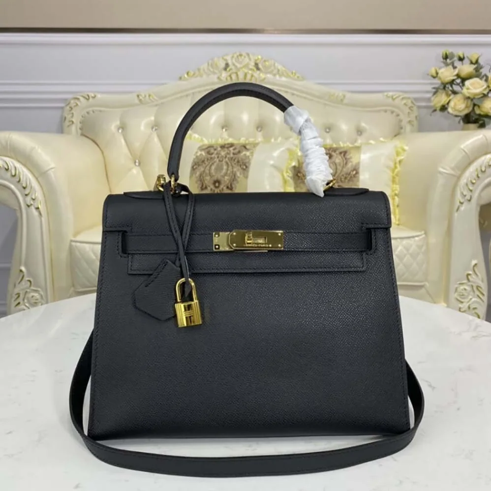 Hermes Kelly Bag 28 Epsom Leather for Women in Black Hermes Kelly Bag 28 Epsom Leather for Women in Black