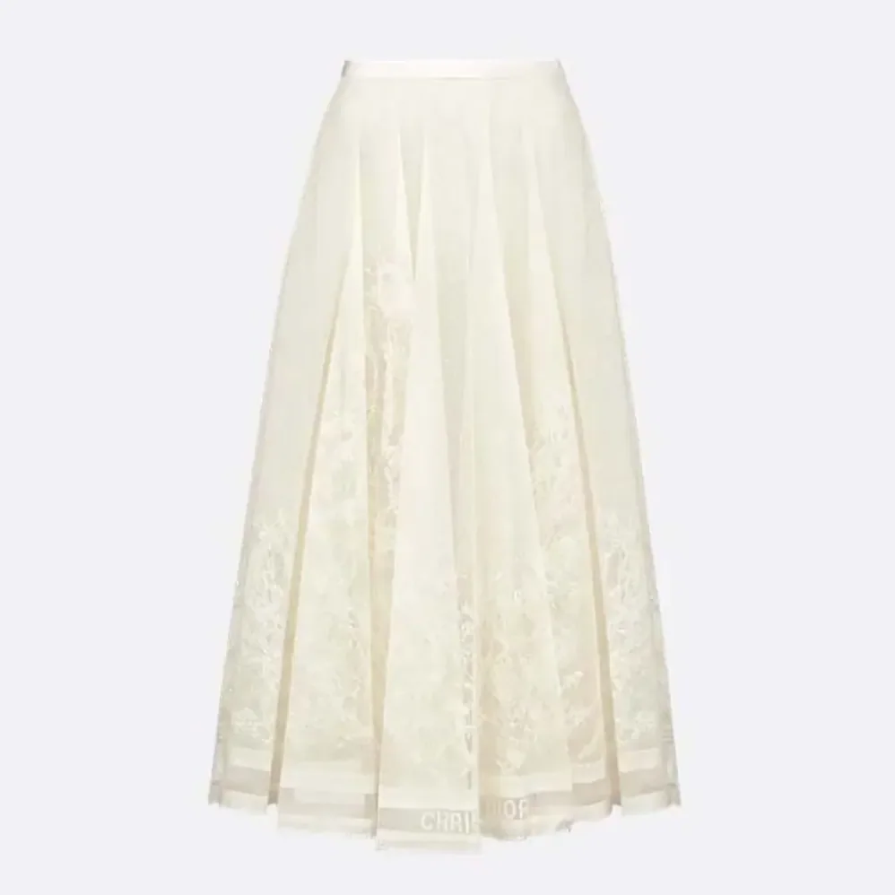 Dior Flared Mid-Length Skirt Ecru Dior Chardons Cotton for Women in Blend Lace Dior Flared Mid-Length Skirt Ecru Dior Chardons Cotton for Women in Blend Lace