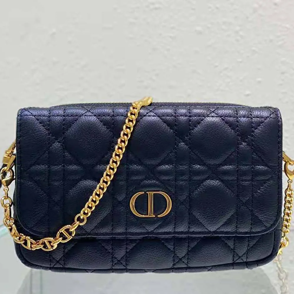 Dior Caro Pouch Black Supple Cannage Calfskin for Women Dior Caro Pouch Black Supple Cannage Calfskin for Women