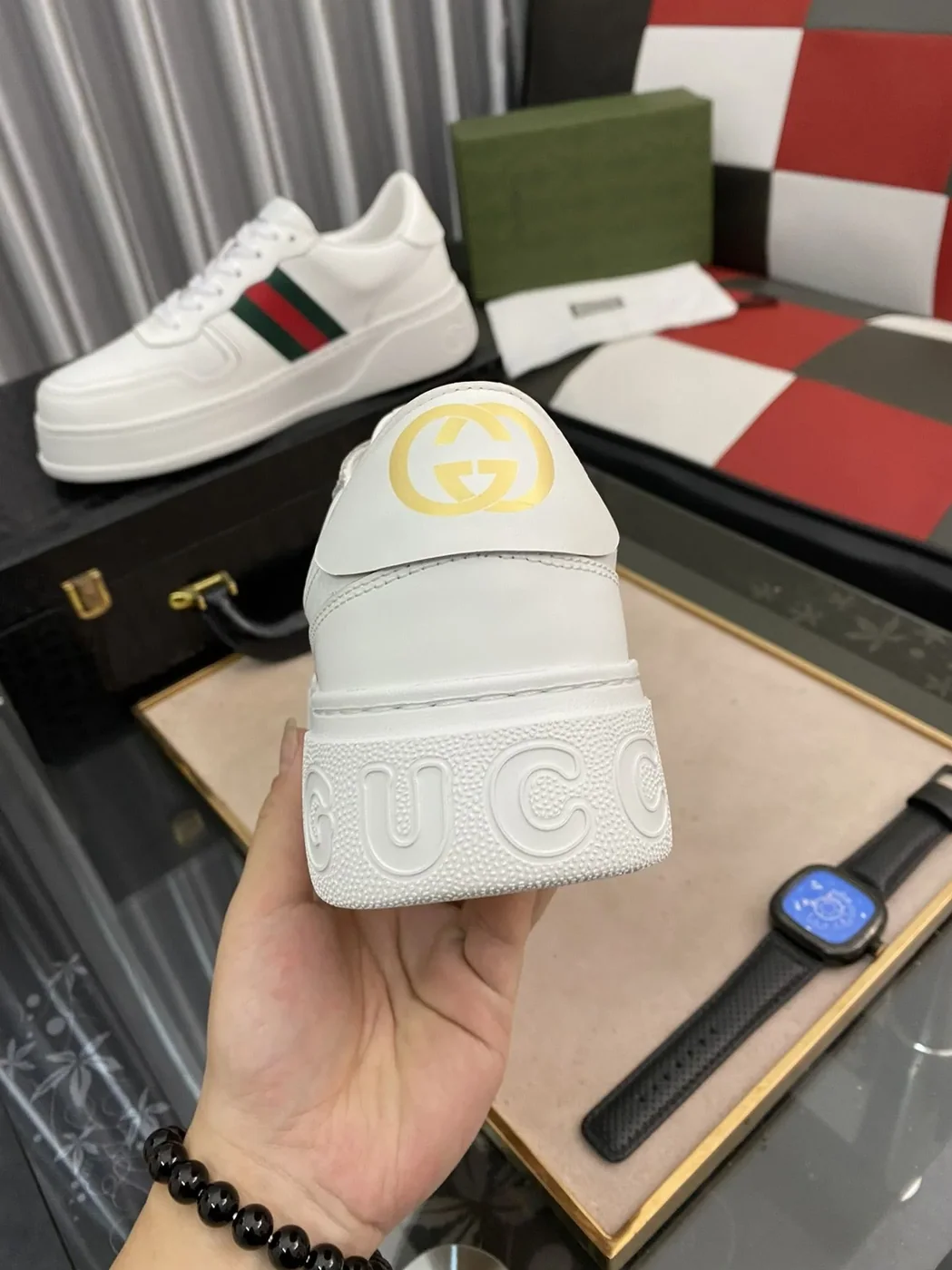 Gucci GG Sneaker With Web White for Men Gucci GG Sneaker With Web White for Men