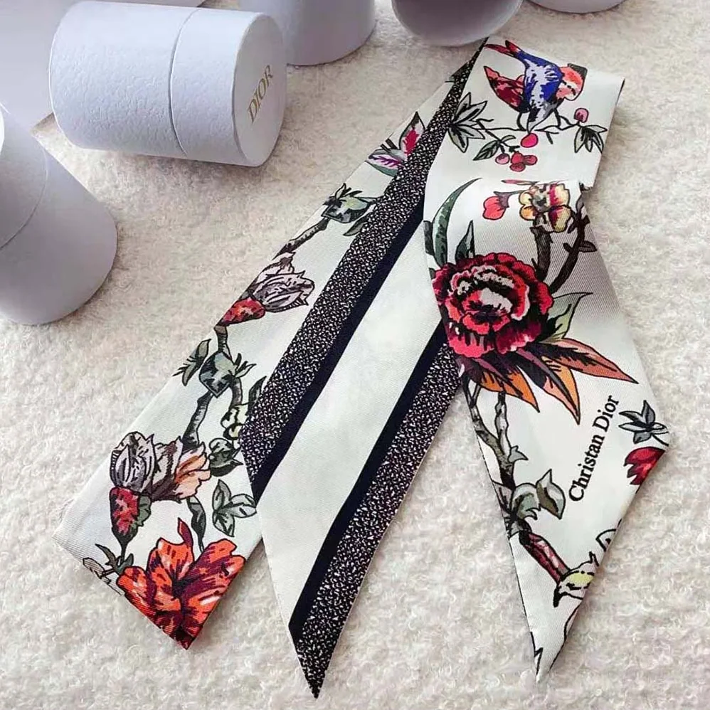 Dior Jardin Botanique Mitzah Scarf White Multicolor Silk Twill for Women
