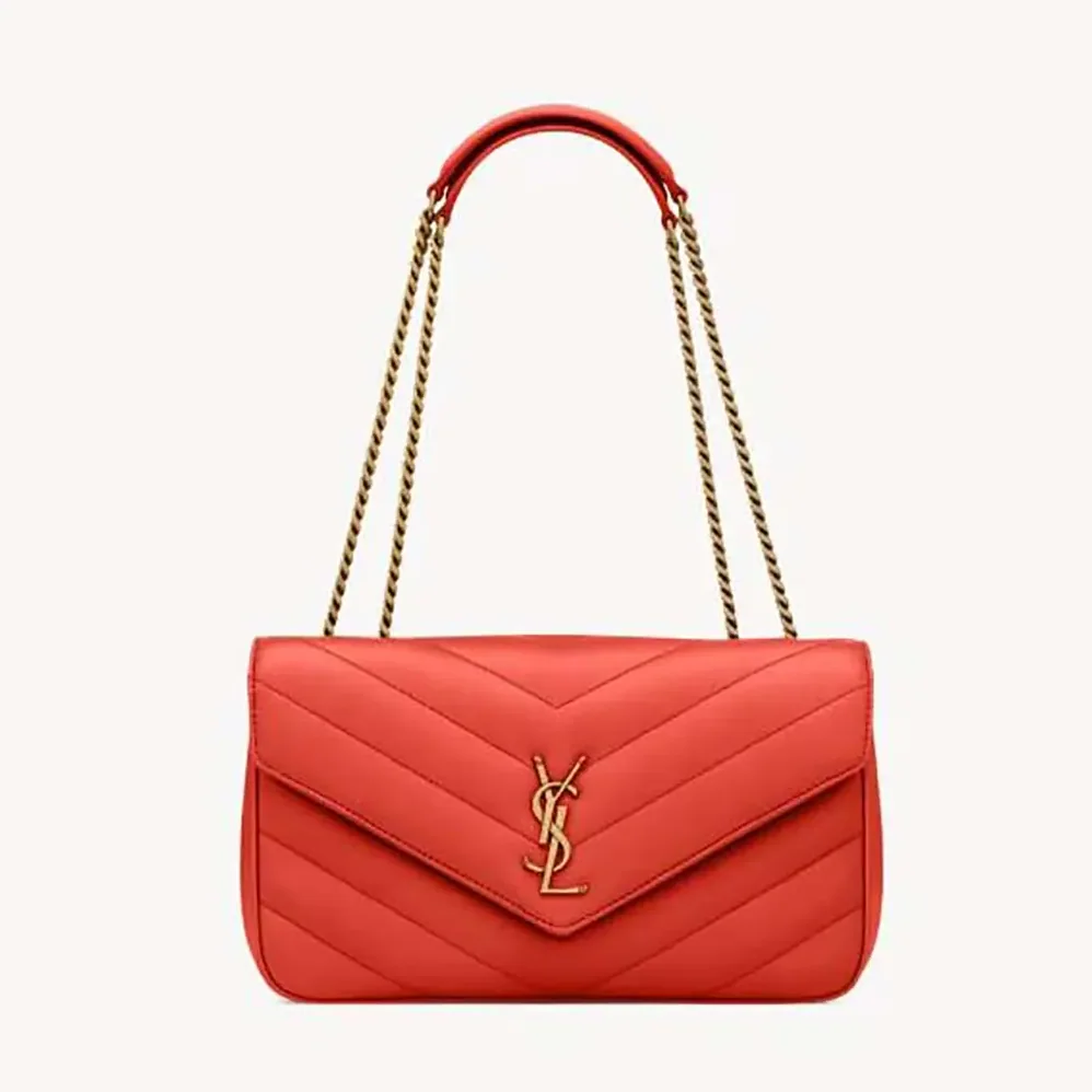 Saint Laurent YSL Loulou Medium in Matelasse Lambskin for Women in Orange Saint Laurent YSL Loulou Medium in Matelasse Lambskin for Women in Orange