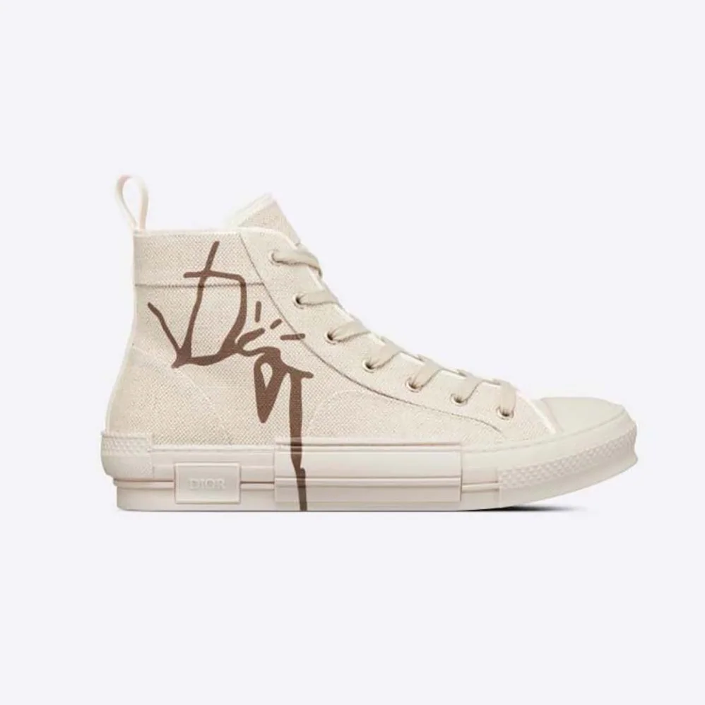 Dior B23 Cactus Jack Dior High-Top Sneaker Cream and Coffee Cotton Canvas for Men
