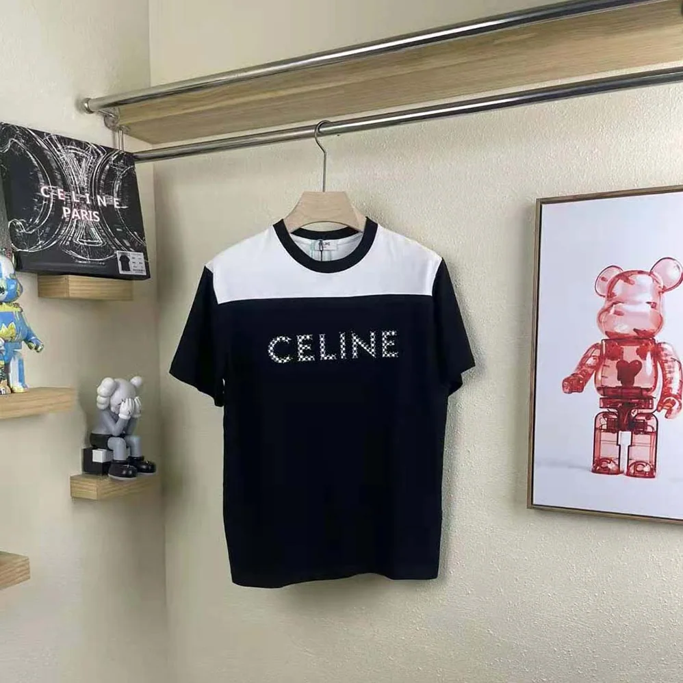 Celine Loose T-shirt in Cotton Jersey with Studs for Women