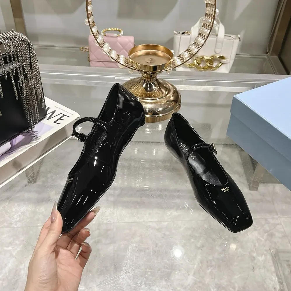 Prada Brushed leather Mary Jane ballerinas for Women in Black