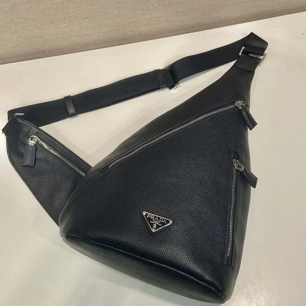 Prada Cross Leather Bag for Men in Black