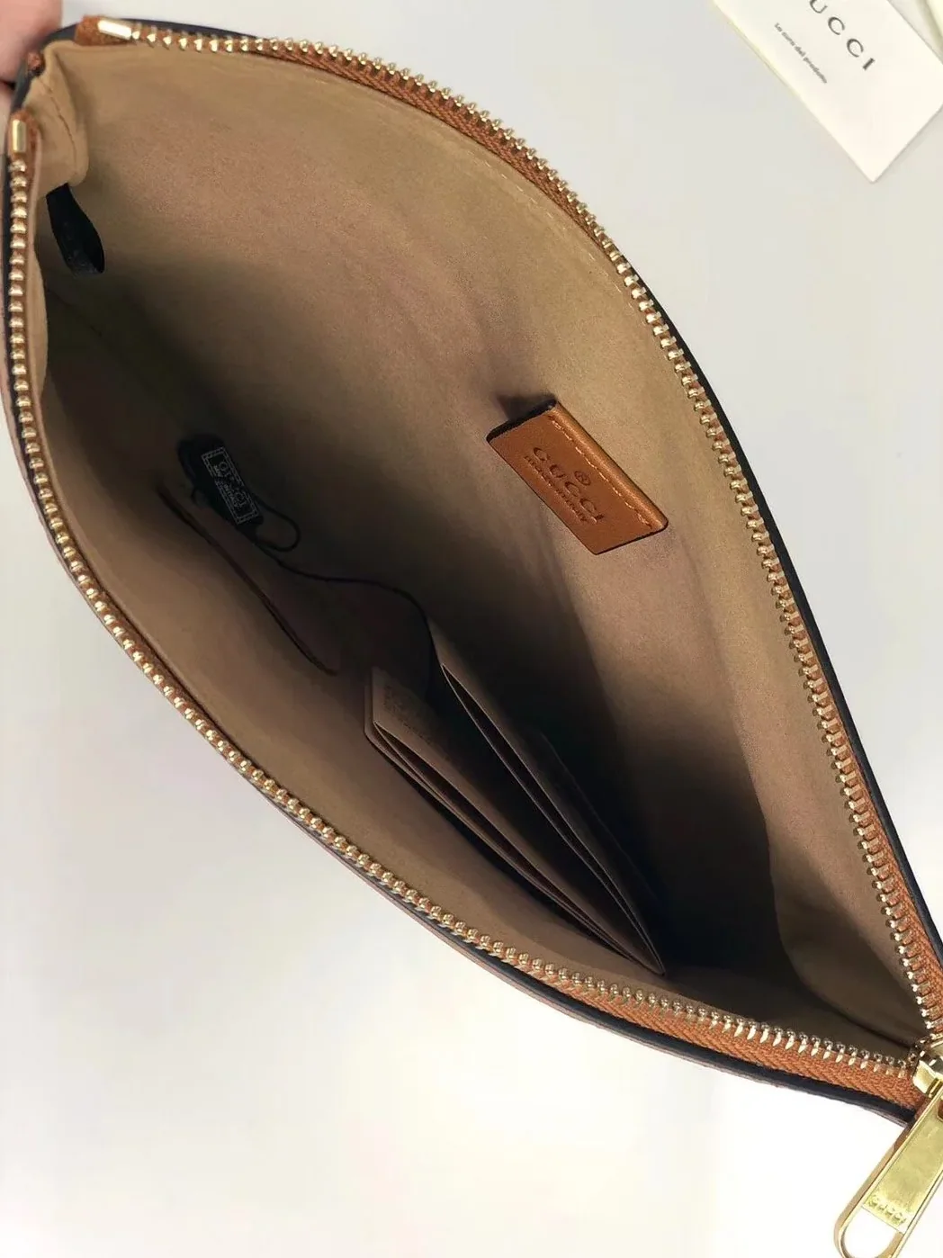 Gucci Vintage Canvas Pouch Beige Green Red Stripe , Pouch / for Men
