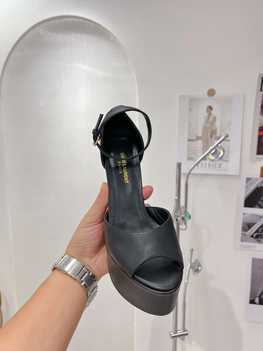 Saint Laurent Jodie Platform Sandals In Smooth Black Saint Laurent Jodie Platform Sandals In Smooth Black