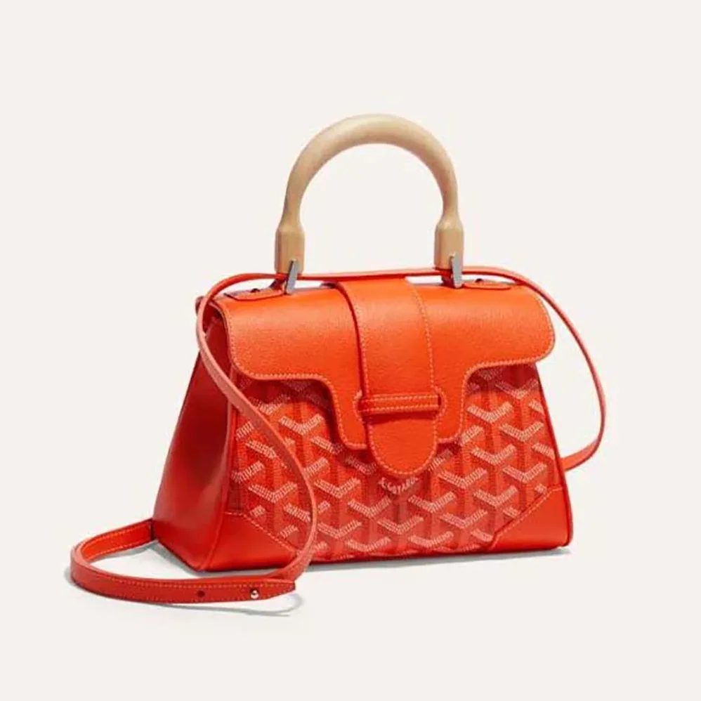 Goyard Sac Saïgon Souple Mini in Toile Goyardine & Chevroches Calfskin for Women in Orange Goyard Sac Saïgon Souple Mini in Toile Goyardine & Chevroches Calfskin for Women in Orange