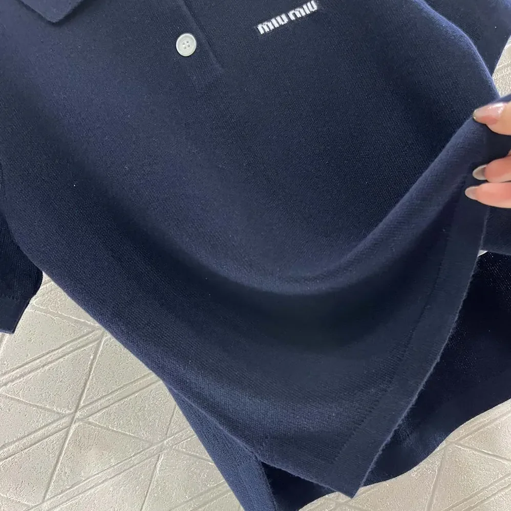 Miu Miu Cotton Piqué Polo Shirt for Women Miu Miu Cotton Piqué Polo Shirt for Women