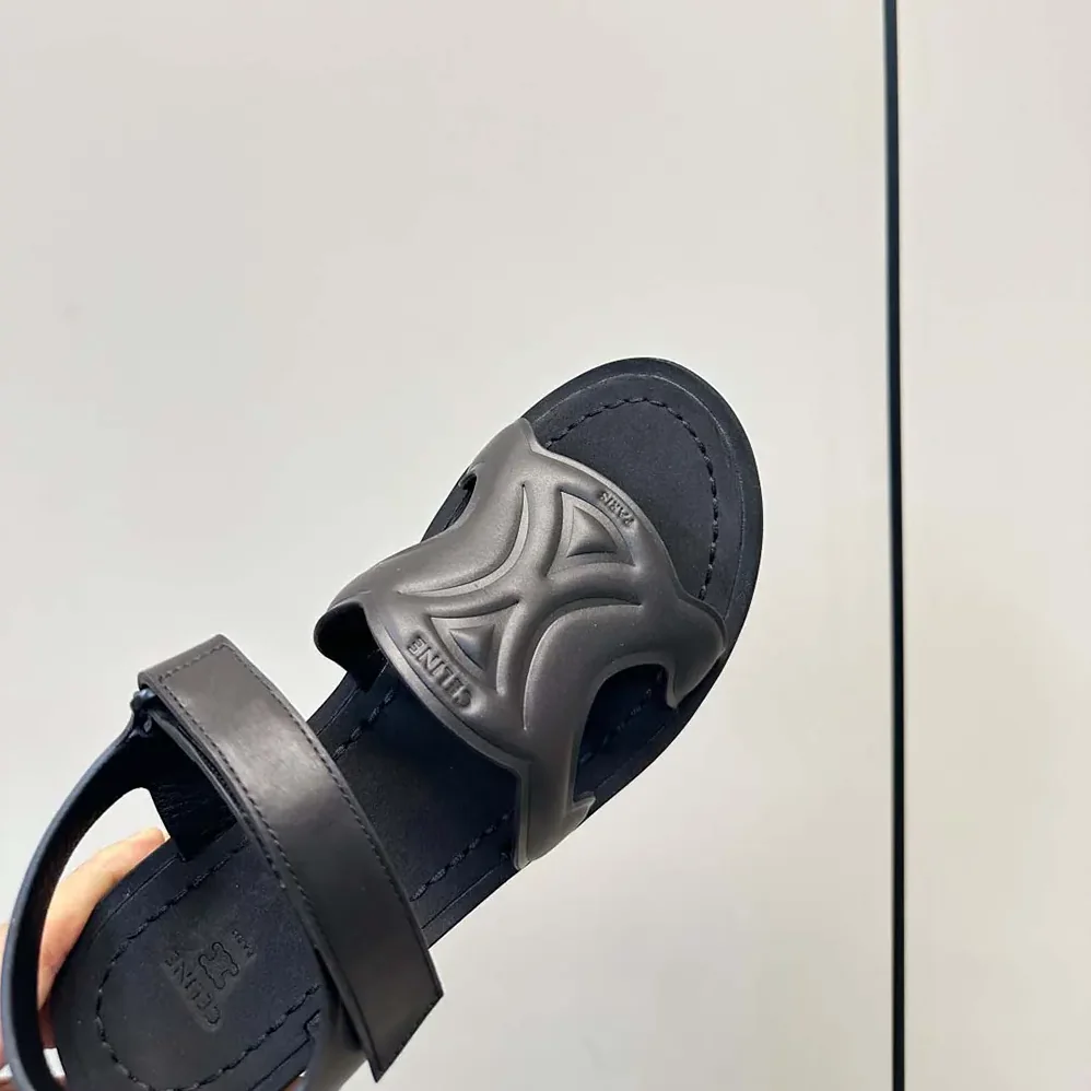Celine Sunny Sandal In Calfskin – Vegetal Tanning for Women in Black