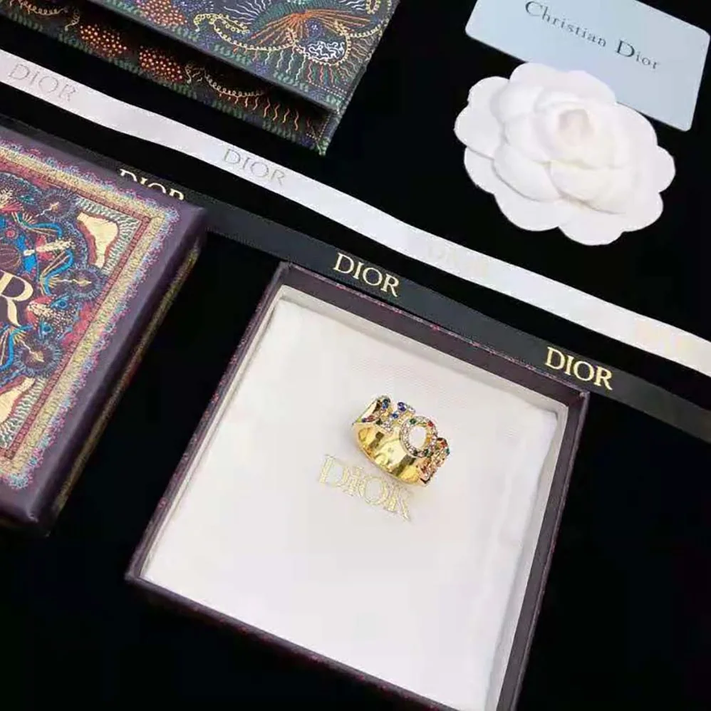 Dior Dio(r)evolution Ring Gold-Finish Metal and Multicolor Crystals for Women Dior Dio(r)evolution Ring Gold-Finish Metal and Multicolor Crystals for Women