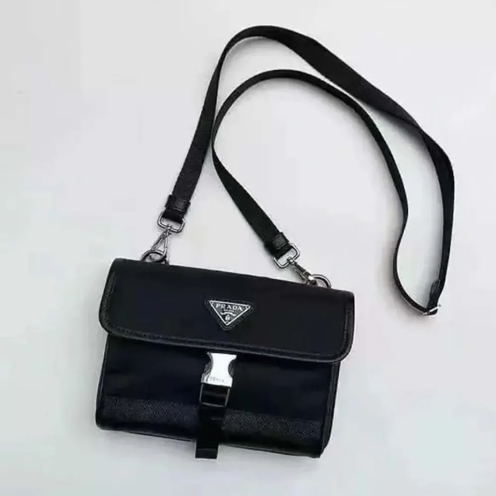Prada Re-Nylon and Saffiano Shoulder Bag for Unisex in Black Prada Re-Nylon and Saffiano Shoulder Bag for Unisex in Black
