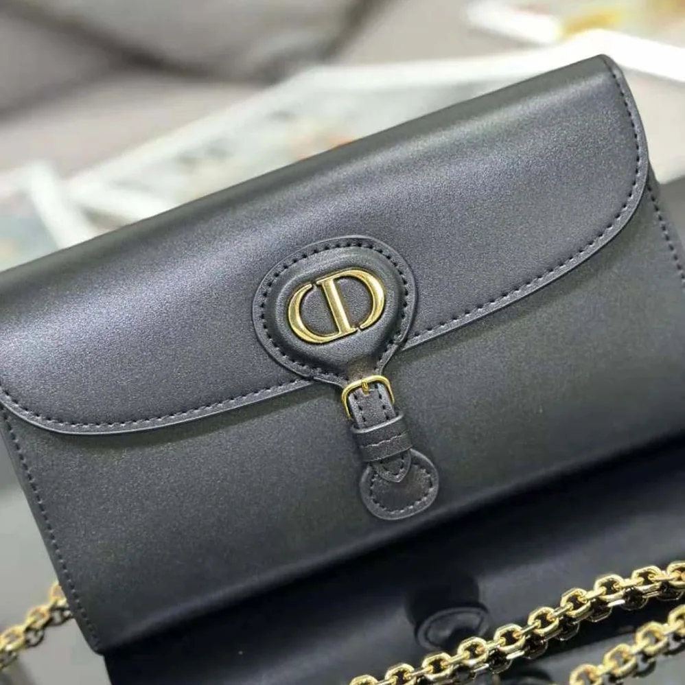 Dior Bobby East-west Pouch with Chain Black Smooth Calfskin for Women