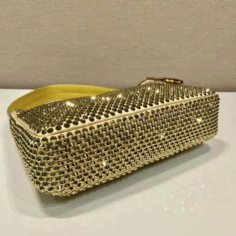 Prada Satin Mini-Bag with Crystals for Women in Gold Prada Satin Mini-Bag with Crystals for Women in Gold