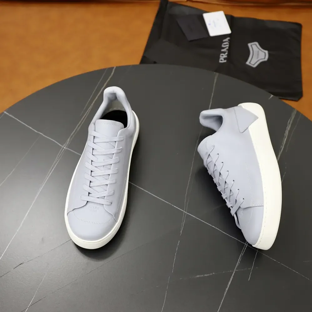 Prada Court Leather Sneakers for Unisex in Pearl Gray Prada Court Leather Sneakers for Unisex in Pearl Gray
