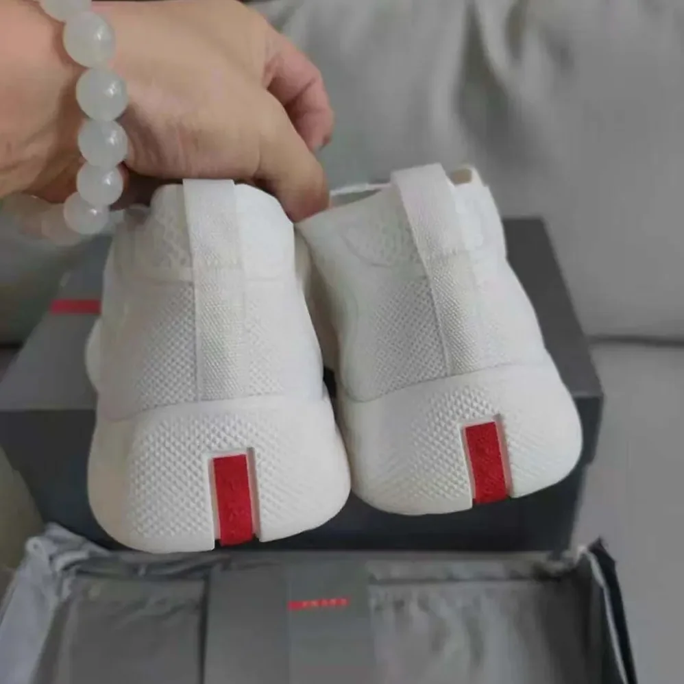 Prada Americas Cup Knit Slip-On for Men in White