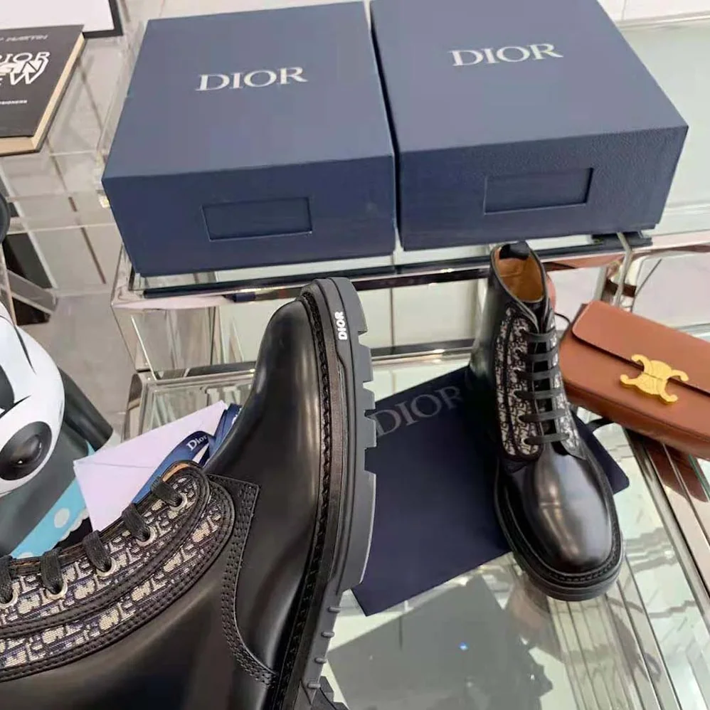 Dior Explorer II Laced Ankle Boot Black Polished Calfskin for Men